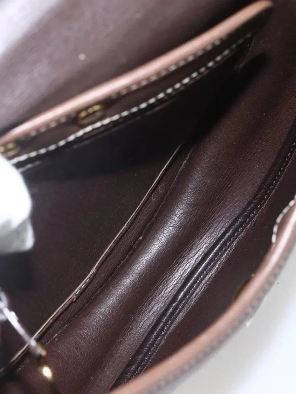 Christian Dior Shoulder Bag Leather Brown Gold Auth 151731 - Picture 11 of 16